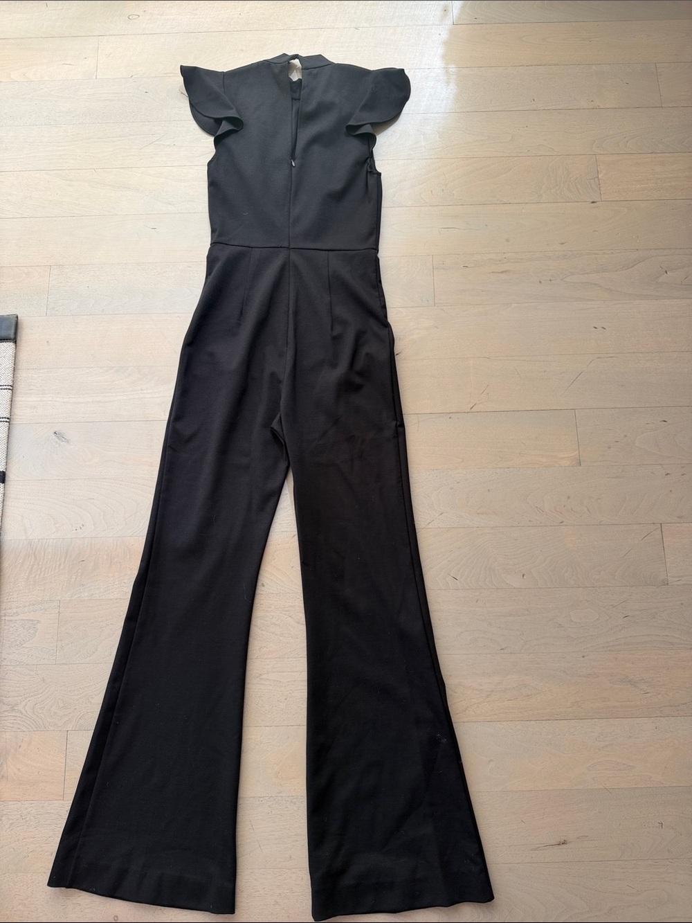 Black Women's Ruffle Sleeve Jumpsuit - Picture 3 of 3